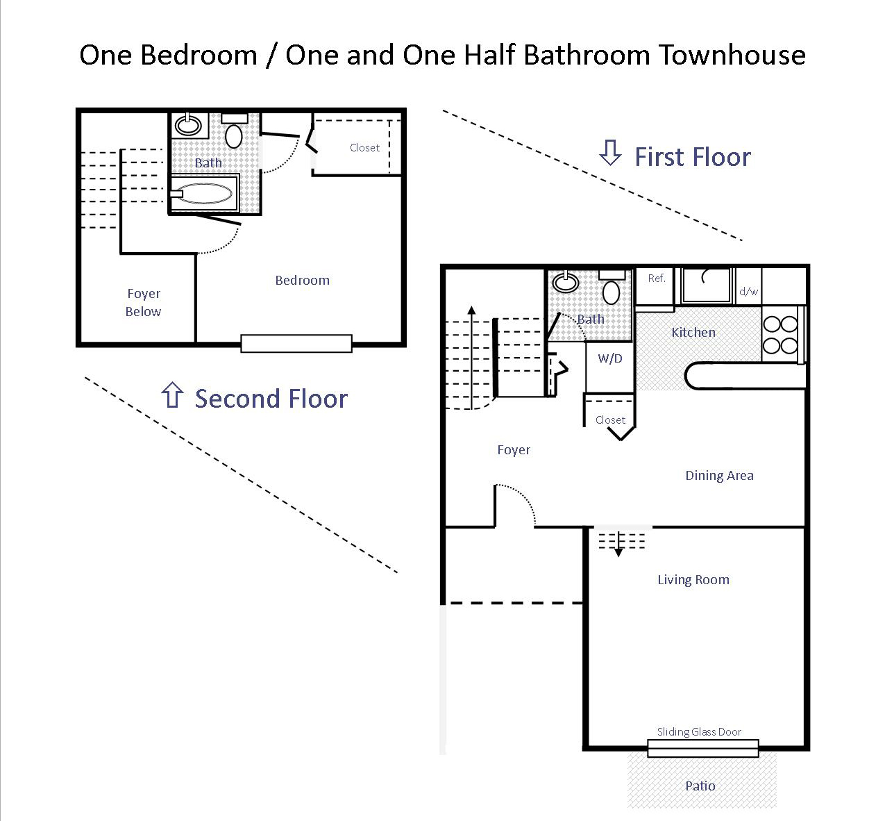 Woodland Apartments 1 Bedroom Townhouse - 1.5 Bath