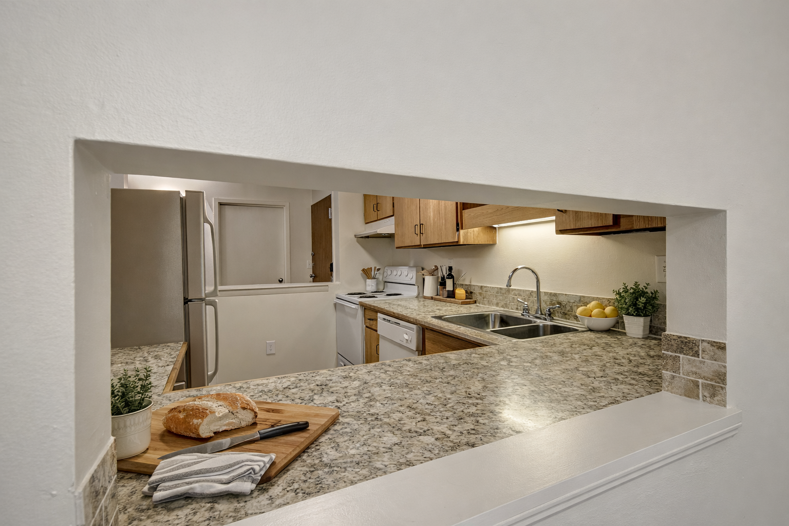 Woodland Apartments renovated kitchen